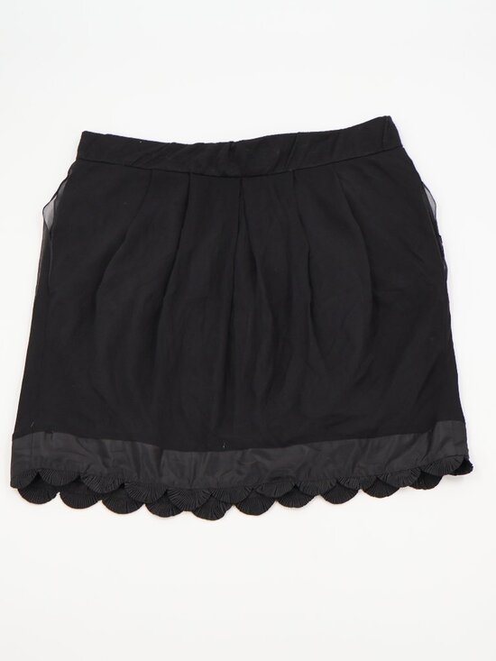 Dresses & Skirts - Chloe Mini Skirt Womens IT 40 Black Noir Pleated Scalloped Hem Made in France NW